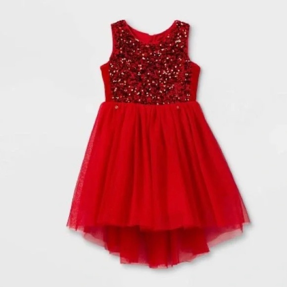 Cat & Jack Red Sequin Sleeveless Dress, Size Size S (6/6x) - Picture 4 of 6